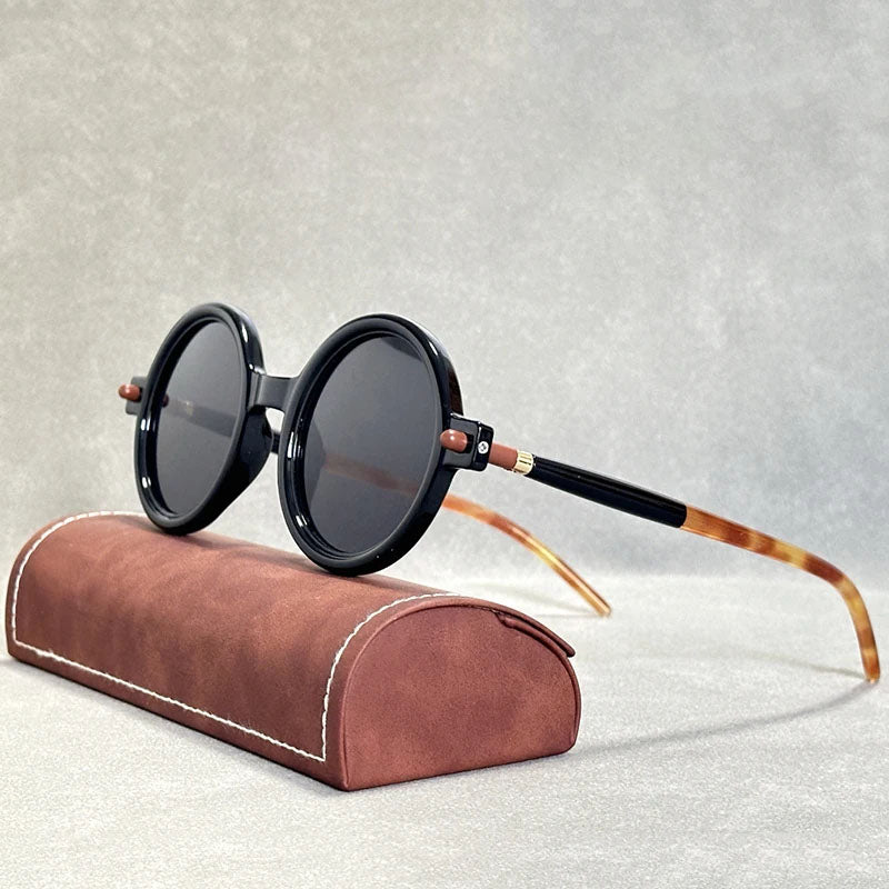 Retro round sunglasses with mirrored TAC polarized lenses, UV400 protection, unisex vintage-inspired style