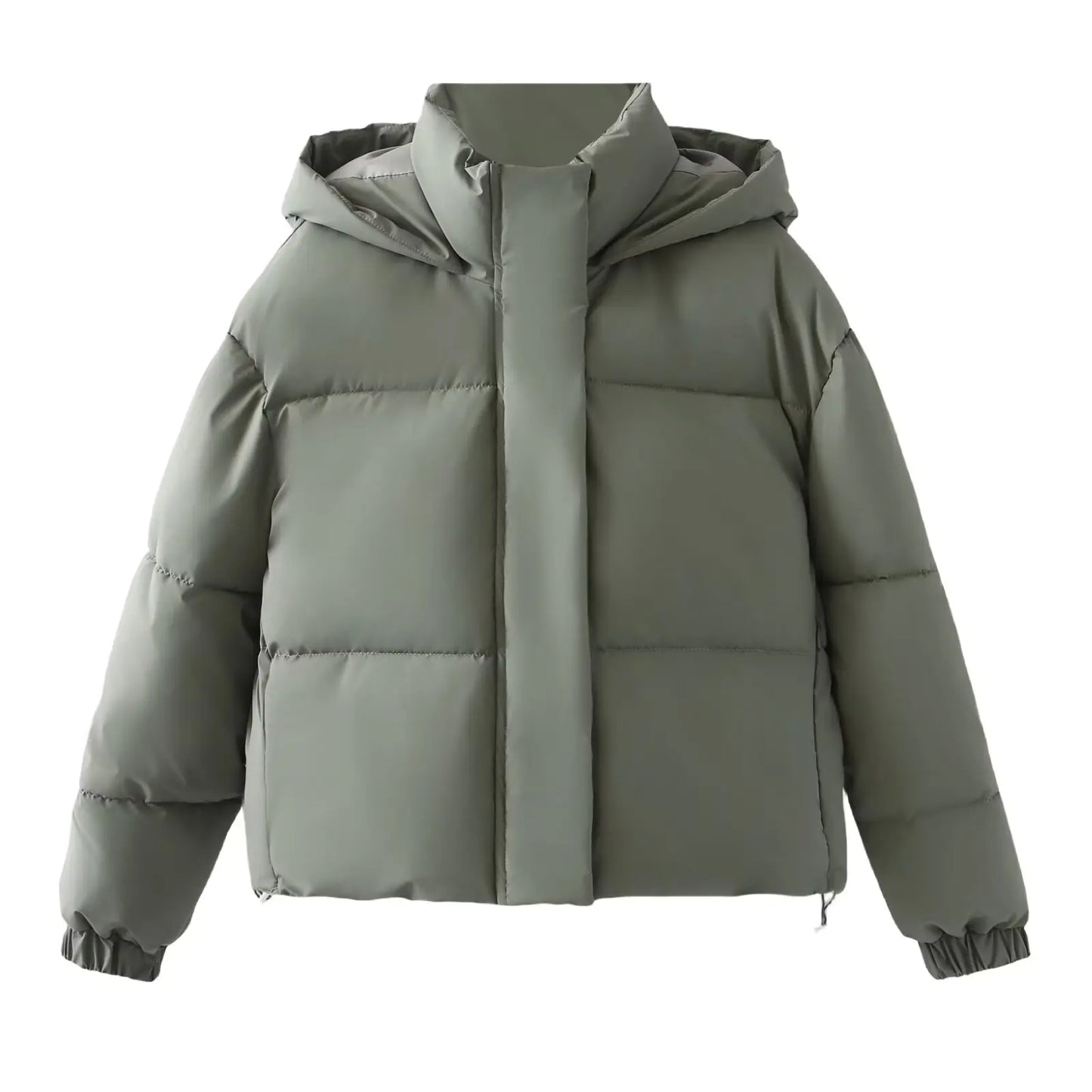 Women's retro hooded cotton jacket solid color warm autumn winter coat versatile style