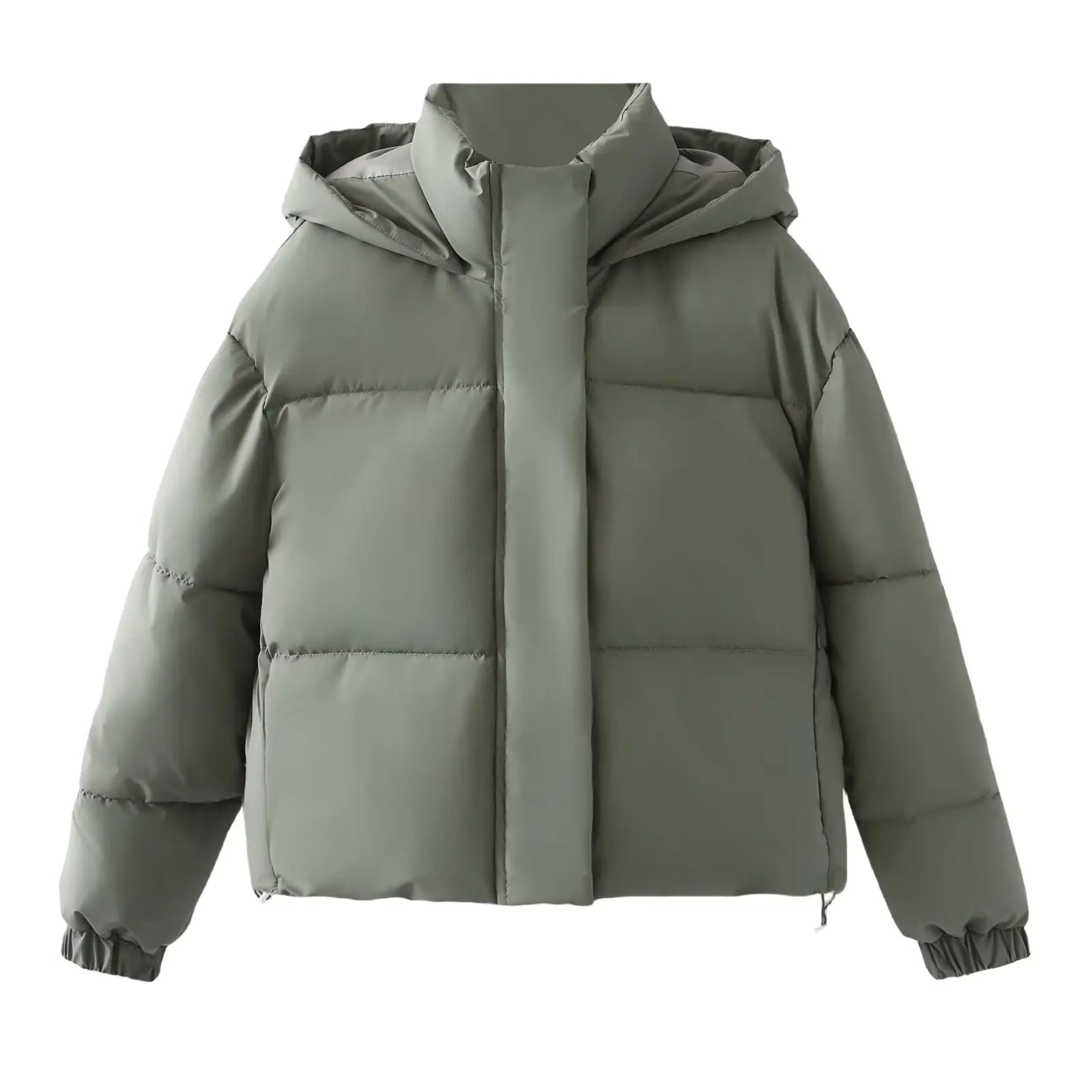 Women's retro hooded cotton jacket solid color warm autumn winter coat versatile style