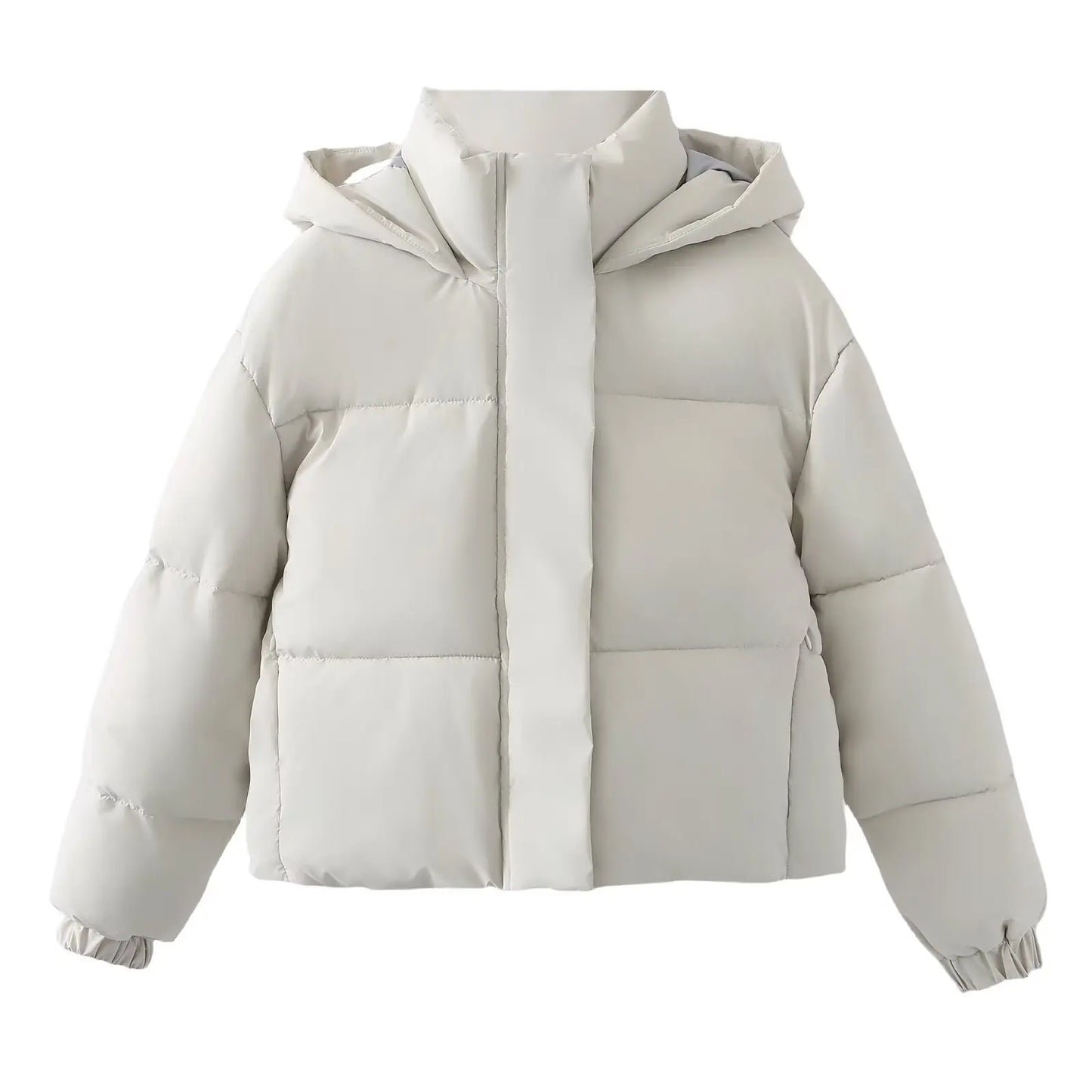 Women's retro hooded cotton jacket solid color warm breathable autumn winter coat with thick hood
