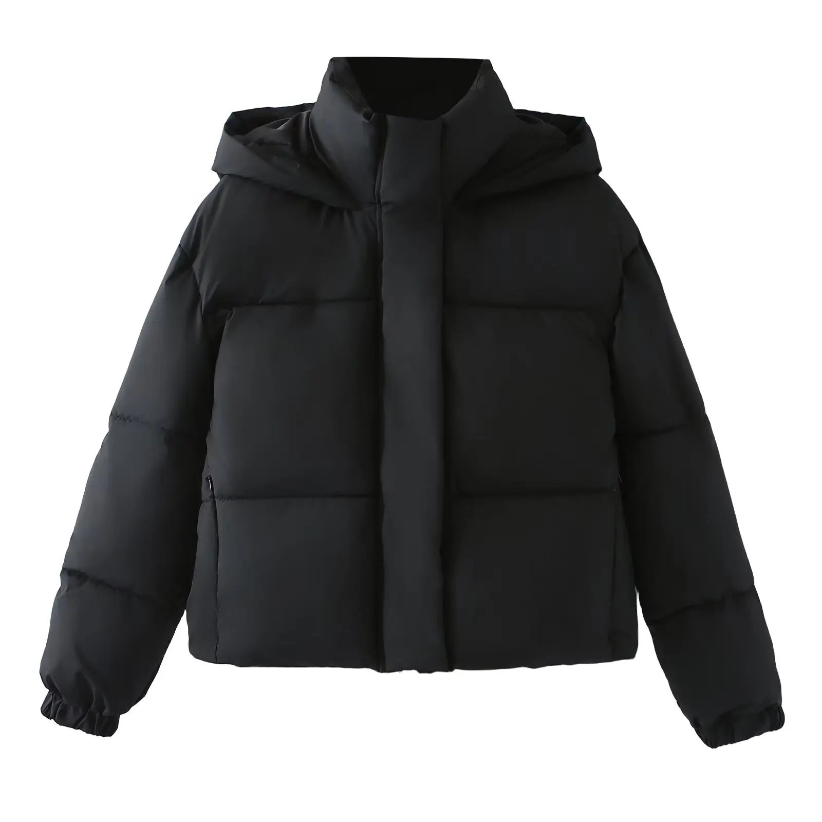 Women's retro hooded cotton jacket solid color warm breathable autumn winter coat