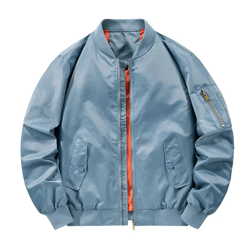 Retro MA-1 unisex bomber jacket in classic pilot style, relaxed fit with ribbed cuffs