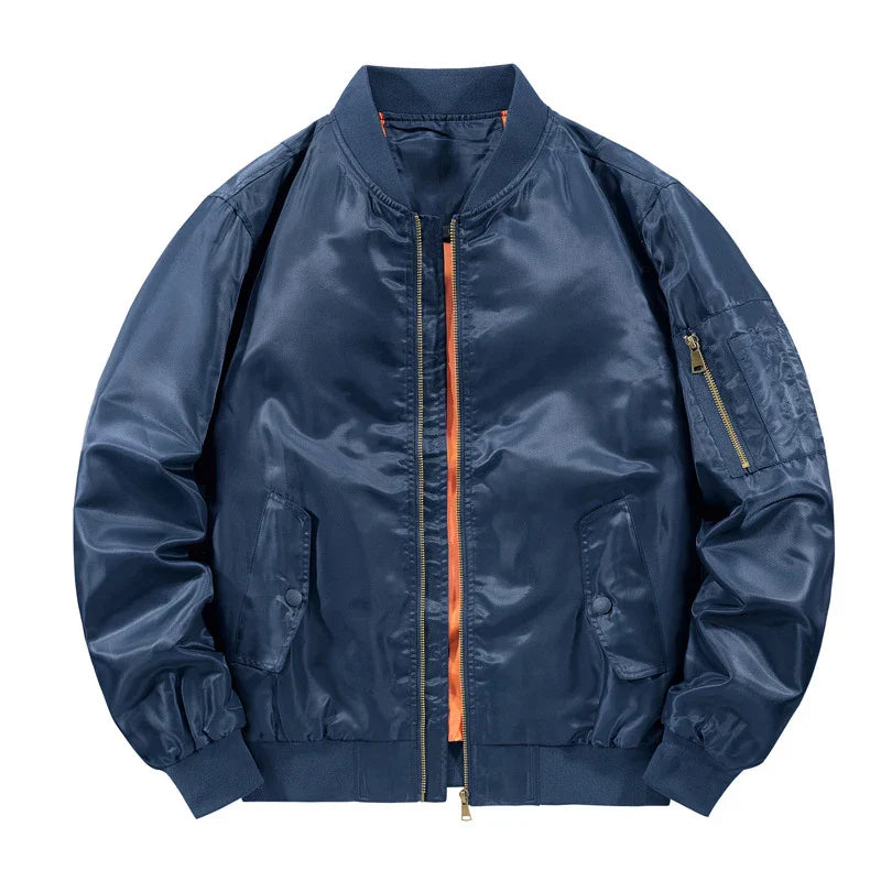 Retro MA-1 unisex bomber jacket in classic olive, ribbed cuffs, pilot-inspired relaxed fit