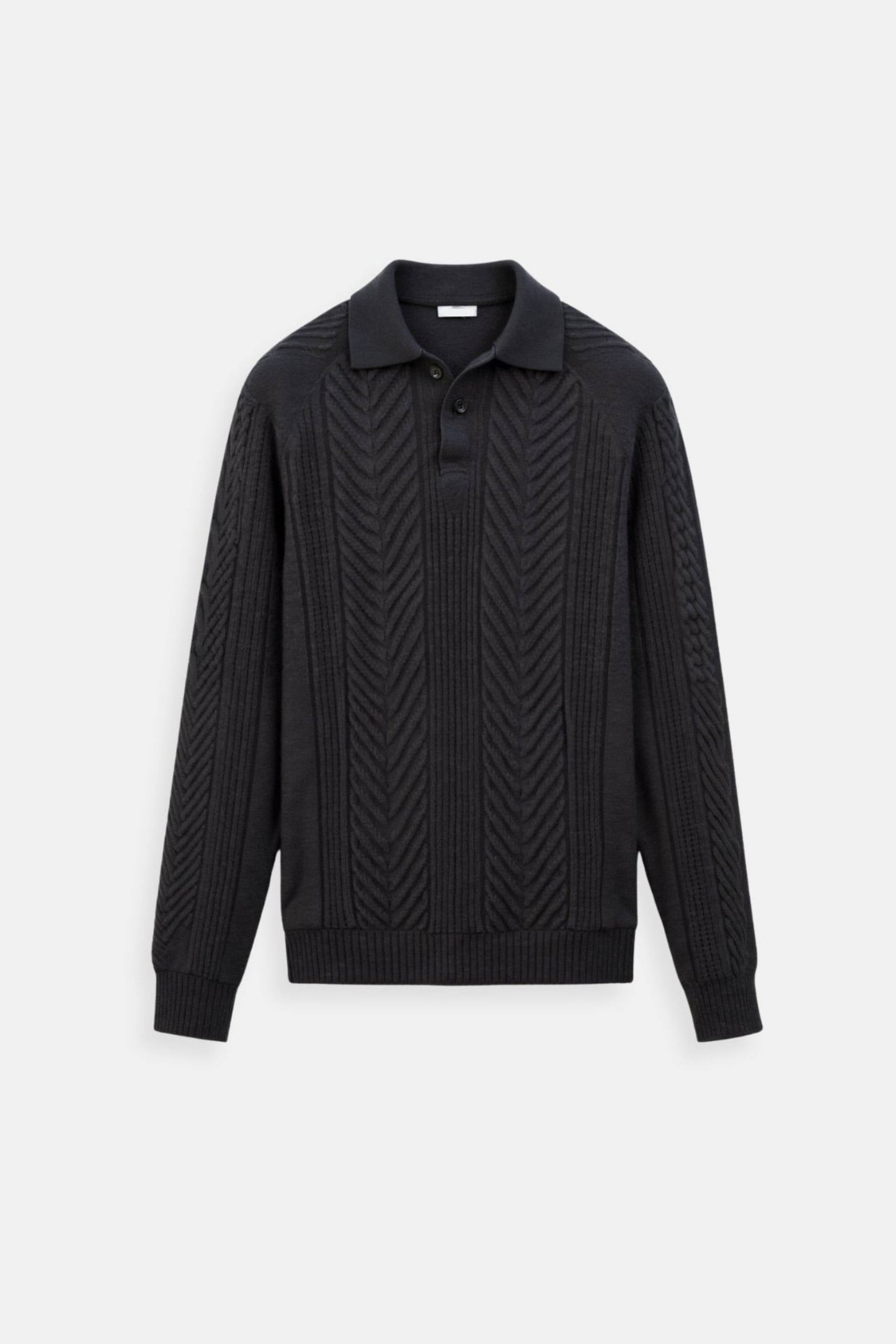 Retro unisex polo sweater relaxed fit long sleeves classic knit versatile transitional essential