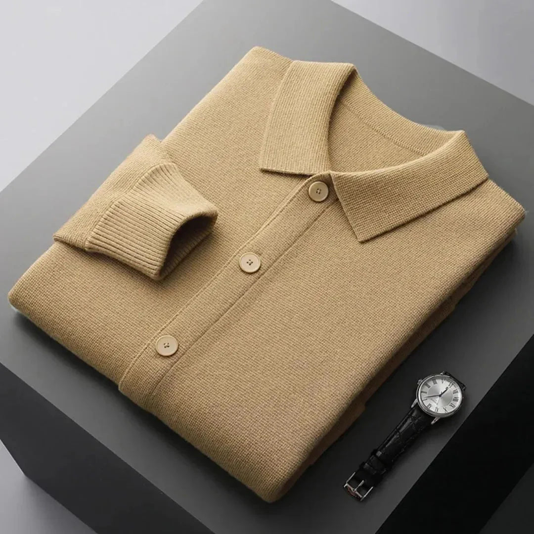 Riley wool cardigan button-up smart casual style breathable knit minimalist layering piece