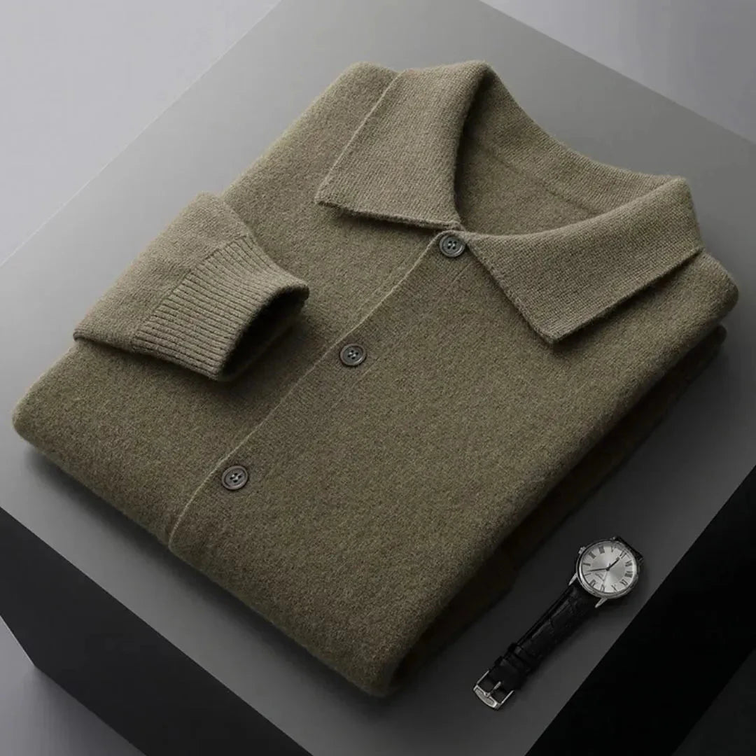 Riley wool cardigan button-up smart casual style breathable knit minimalist layering piece