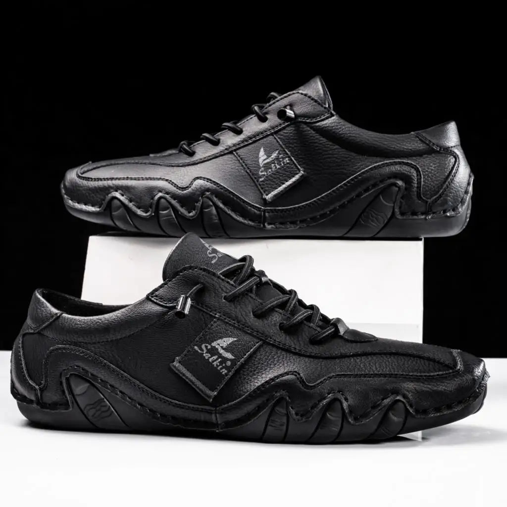 Riviera Passo leather shoes sculpted wave sole contrast stitching modern comfort style