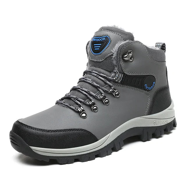 Men's RivoGrip black winter boots with warm lining, non-slip sole, and rugged outdoor tread