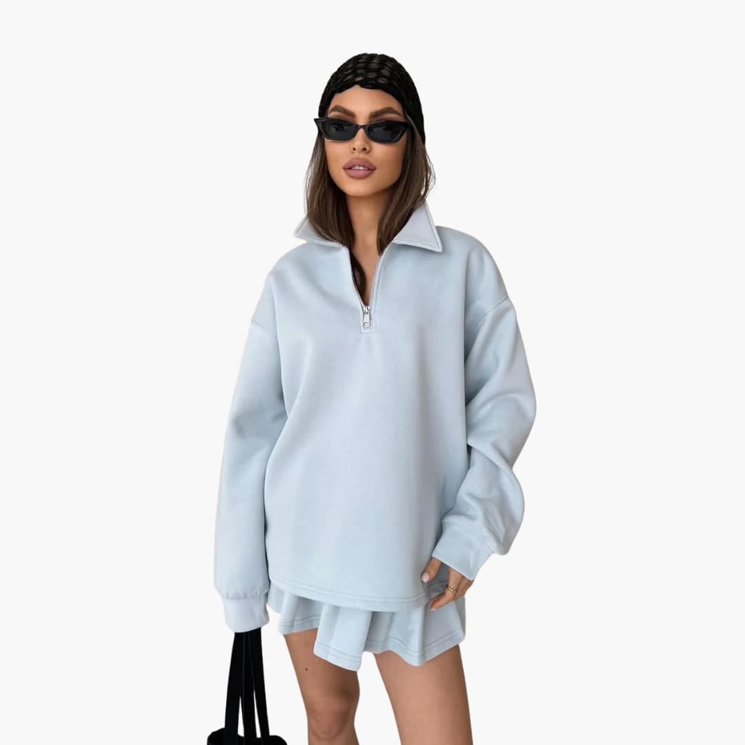 Women's burgundy long sleeve half-zip dress with pleated hem, shirt collar, office-ready elegant fit