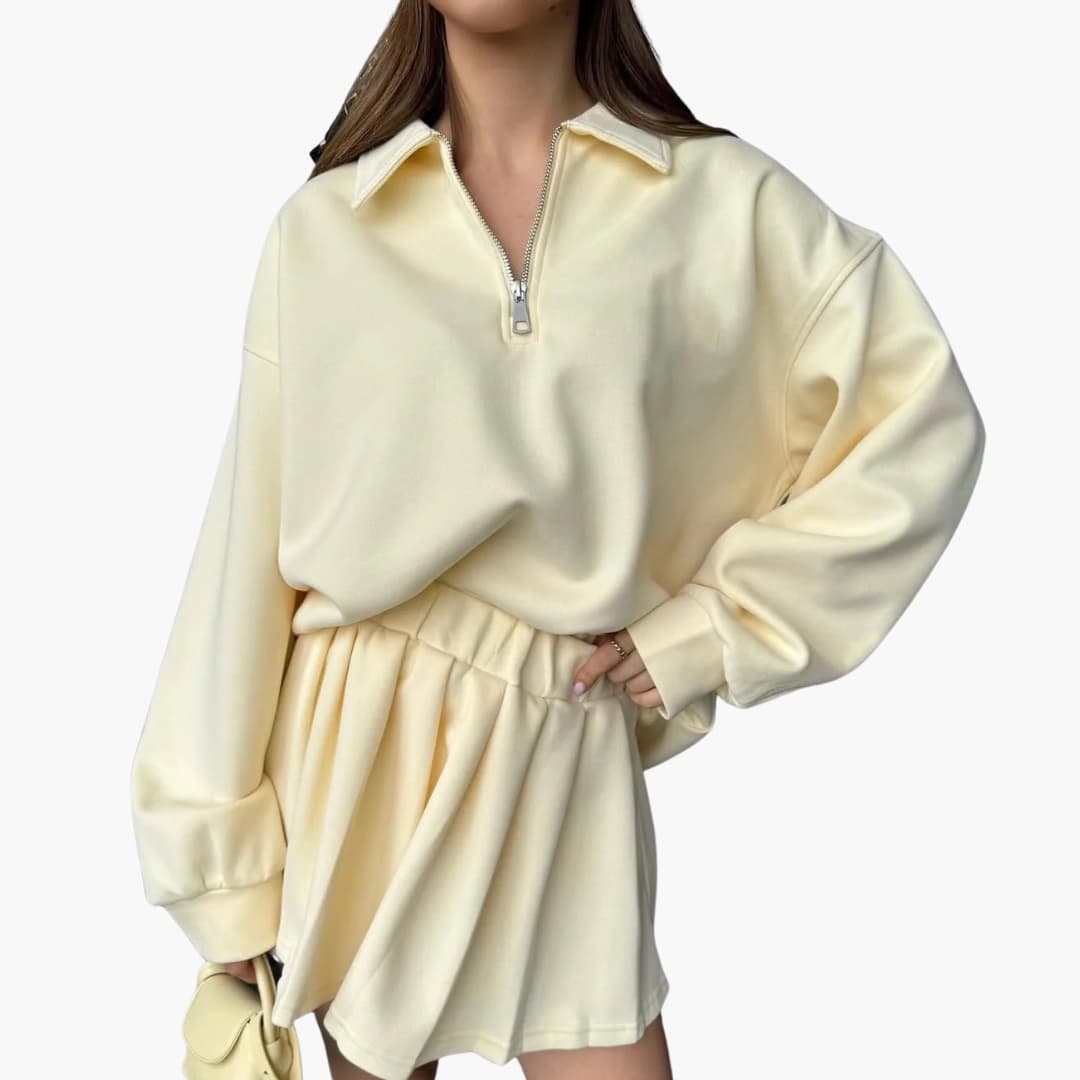 Women's black long sleeve dress half zip pleated hem shirt collar office elegant silhouette