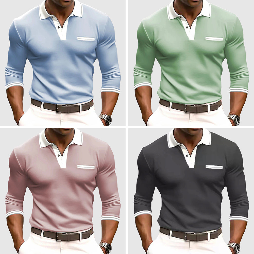 Roberto Russo Active Edge polo shirt with contrasting collar, pocket, and cuffs for golf and smart casual