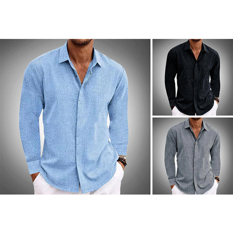 Roberto Russo Amsterdam white linen shirt cotton blend long sleeve button-up classic fit