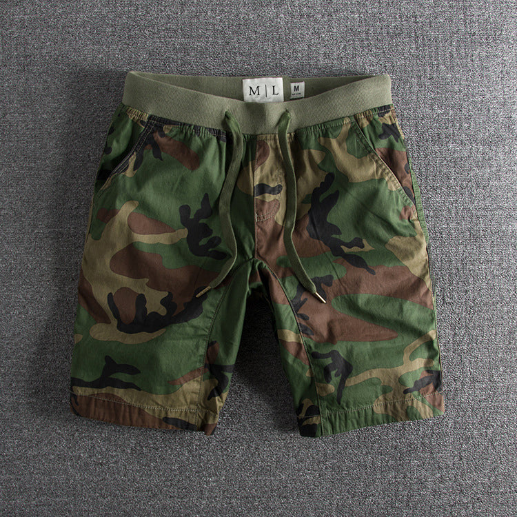Roberto Russo camouflage cotton shorts elastic waistband breathable outdoor utility cargo style