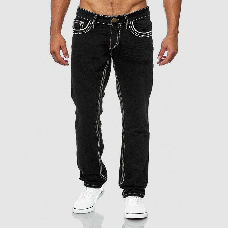 Roberto Russo men's classic regular fit blue denim jeans with side pockets for everyday wear