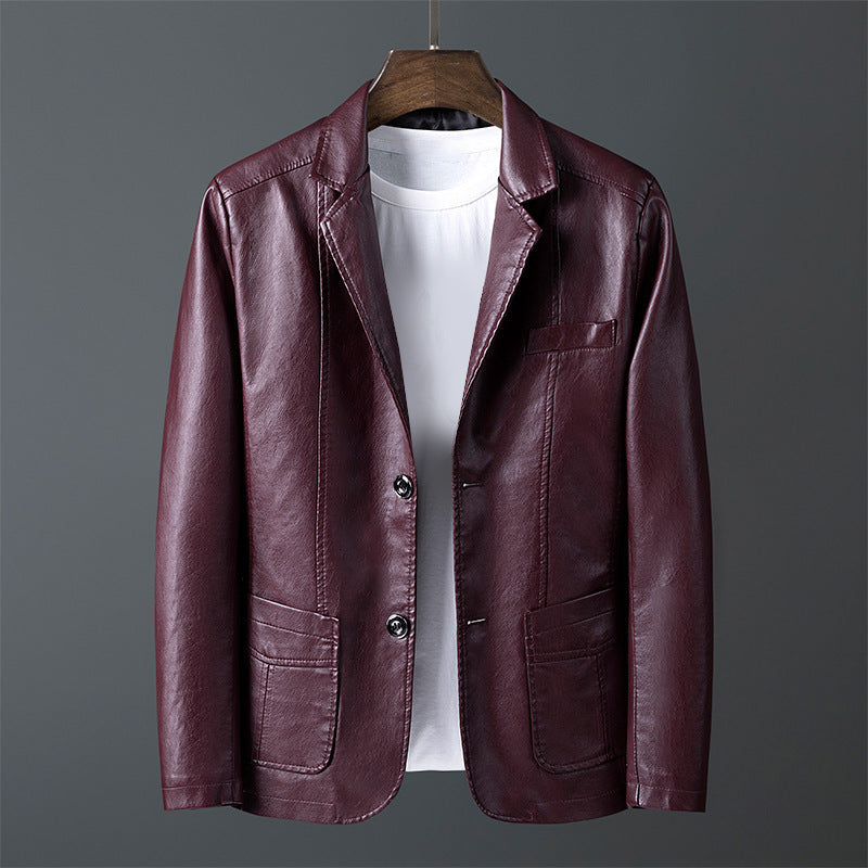 Roberto Russo men black PU leather jacket classic cut soft durable timeless outerwear style