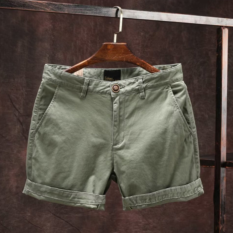Roberto Russo men's loose cropped cotton summer shorts, classic casual style with relaxed silhouette