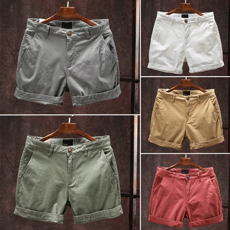 Roberto Russo men's loose cropped cotton summer shorts, relaxed silhouette, available in five colors