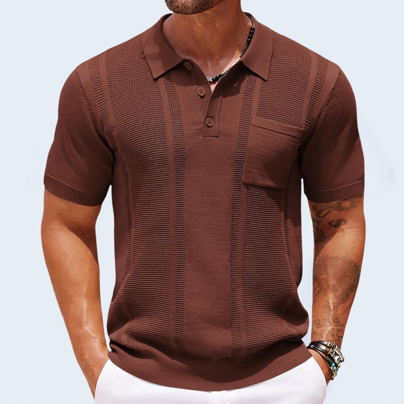 Roberto Russo men's ice silk polo shirt modern fit flocked finish lightweight breathable comfort