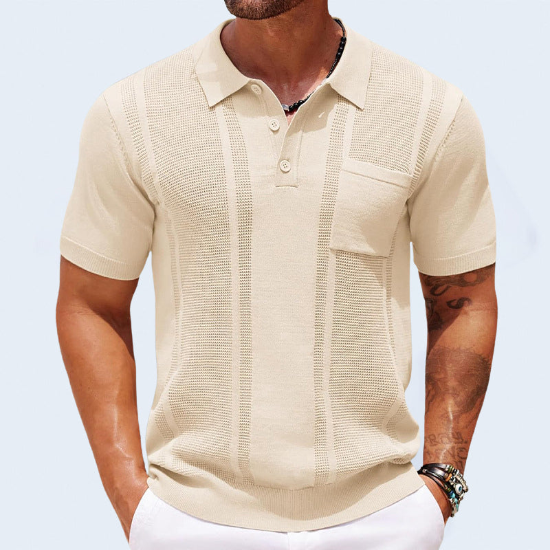 Roberto Russo men's ice silk polo shirt with flocked finish, lightweight modern fit premium comfort