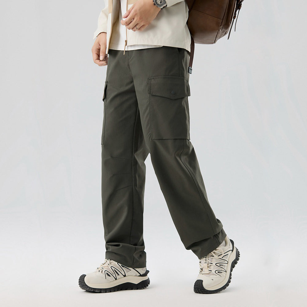 Roberto Russo khaki cargo pants loose relaxed fit with multi-pocket design for outdoor adventure