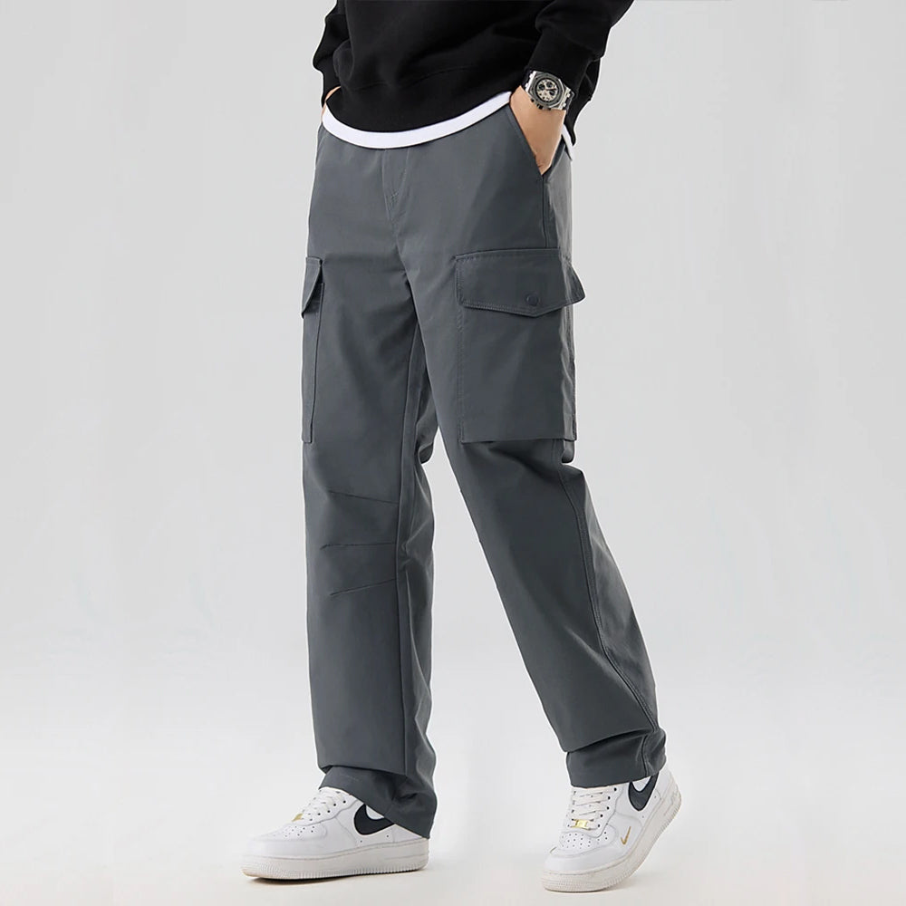 Roberto Russo khaki cargo pants loose relaxed fit multi-pocket flex adventure travel wear