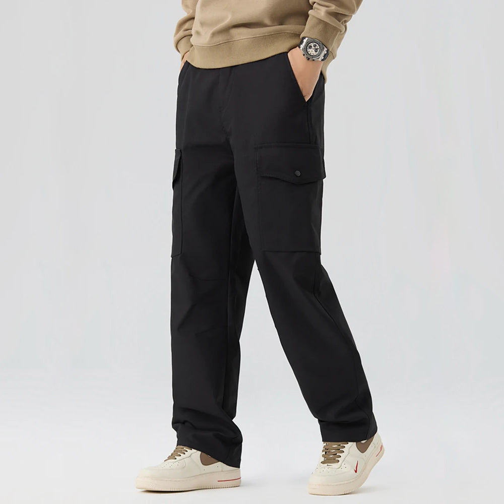 Roberto Russo khaki cargo pants relaxed fit with multi-pocket design for outdoor adventure travel