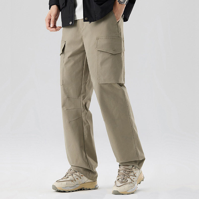 Men's relaxed fit cargo pants cotton blend multi-pocket design for outdoor adventures