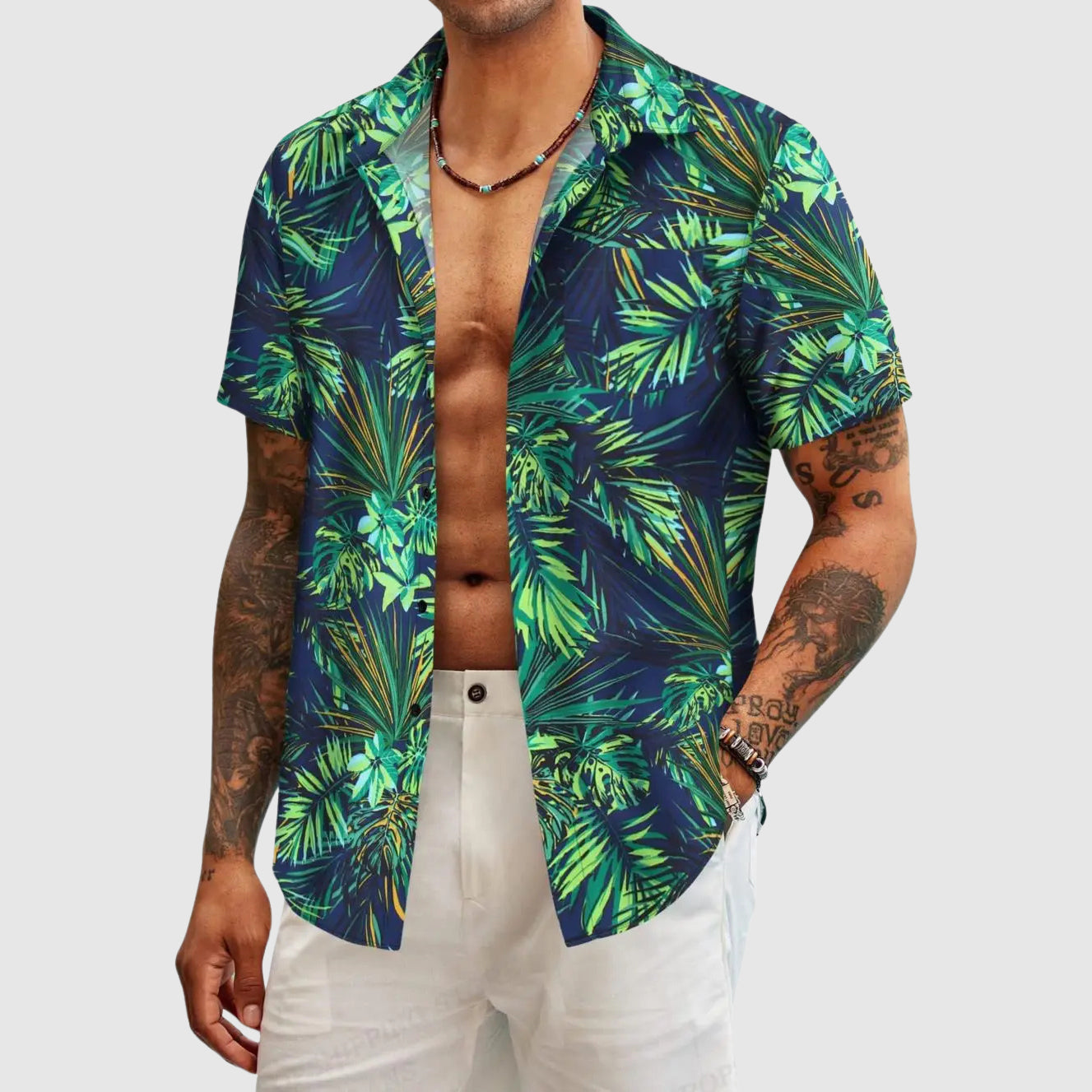 Roberto Russo Havana Botanica men's tropical floral shirt lightweight turn-down collar beachwear