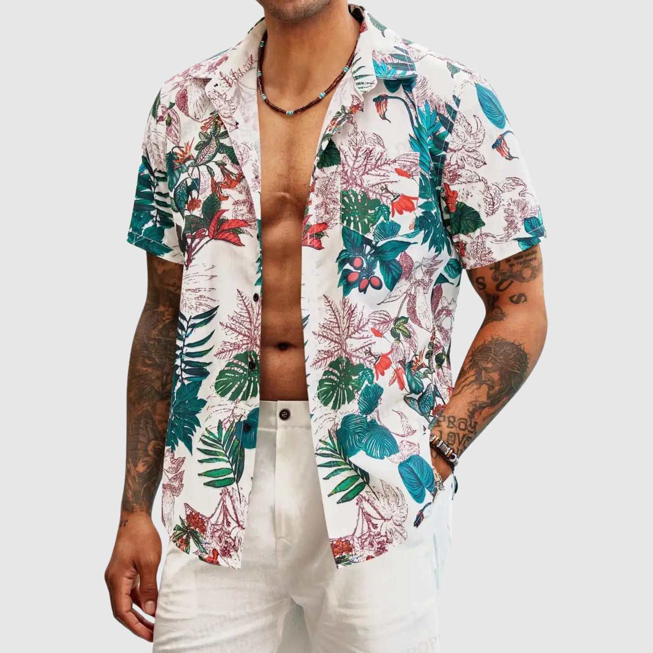 Roberto Russo Havana Botanica men's tropical floral shirt lightweight turn-down collar beachwear