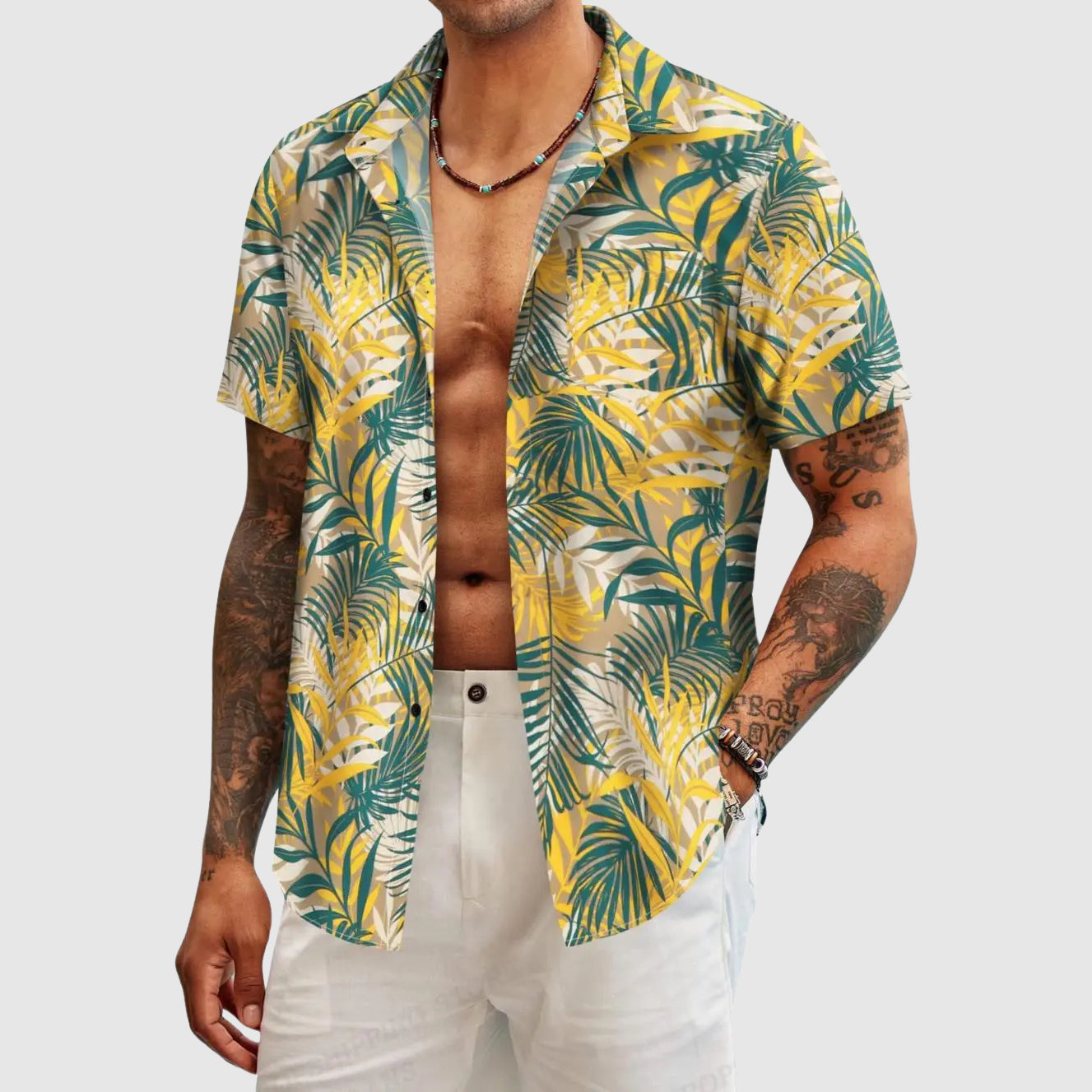 Roberto Russo Havana Botanica tropical floral print shirt lightweight turn-down collar beachwear style