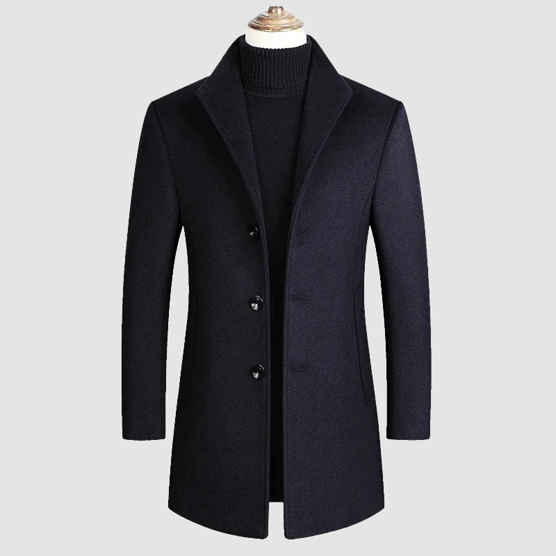 Roberto Russo Heritage wool blend overcoat, classic tailored silhouette with full-length nanosilk lining