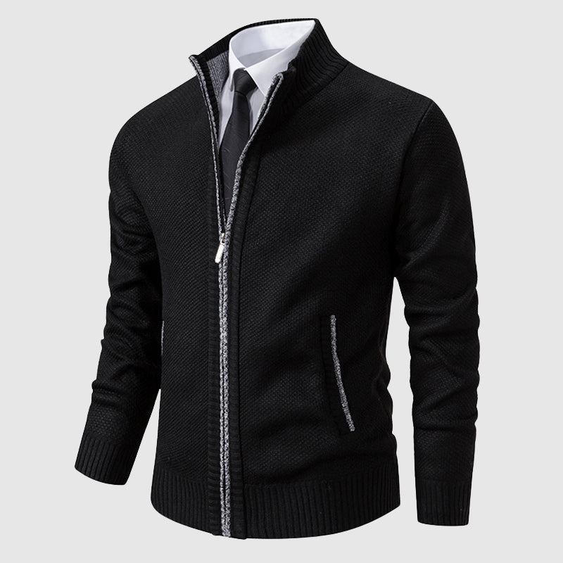 Luxurio unisex premium wool blend cardigan in timeless style with zipper closure refined knit texture