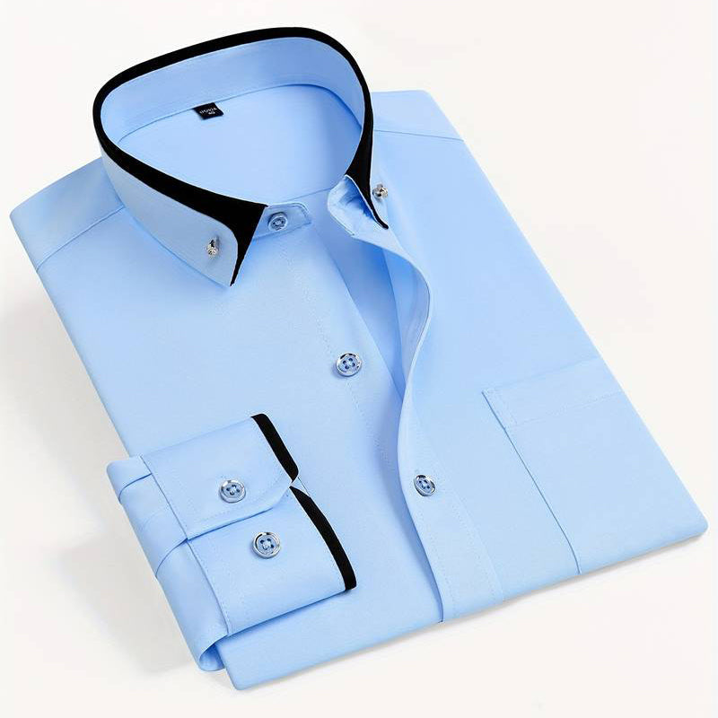 Roberto Russo L'Esprit de Luxe men's luxury poly-blend dress shirt with distinctive collar elegant fit