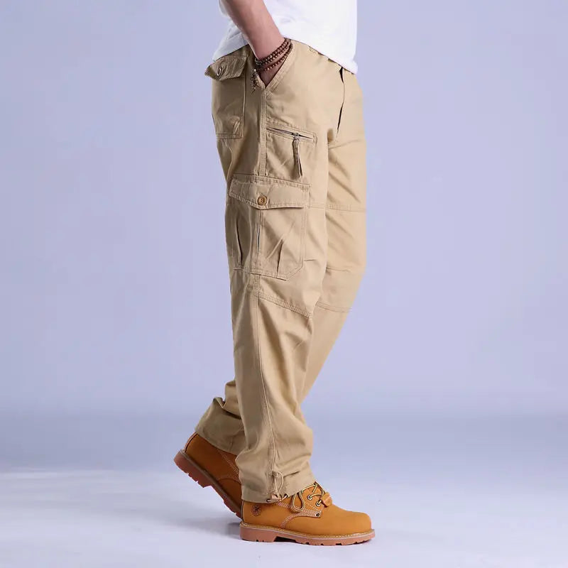 Roberto Russo Liberty Ridge khaki cargo pants relaxed fit rugged cotton blend with multi-pocket design