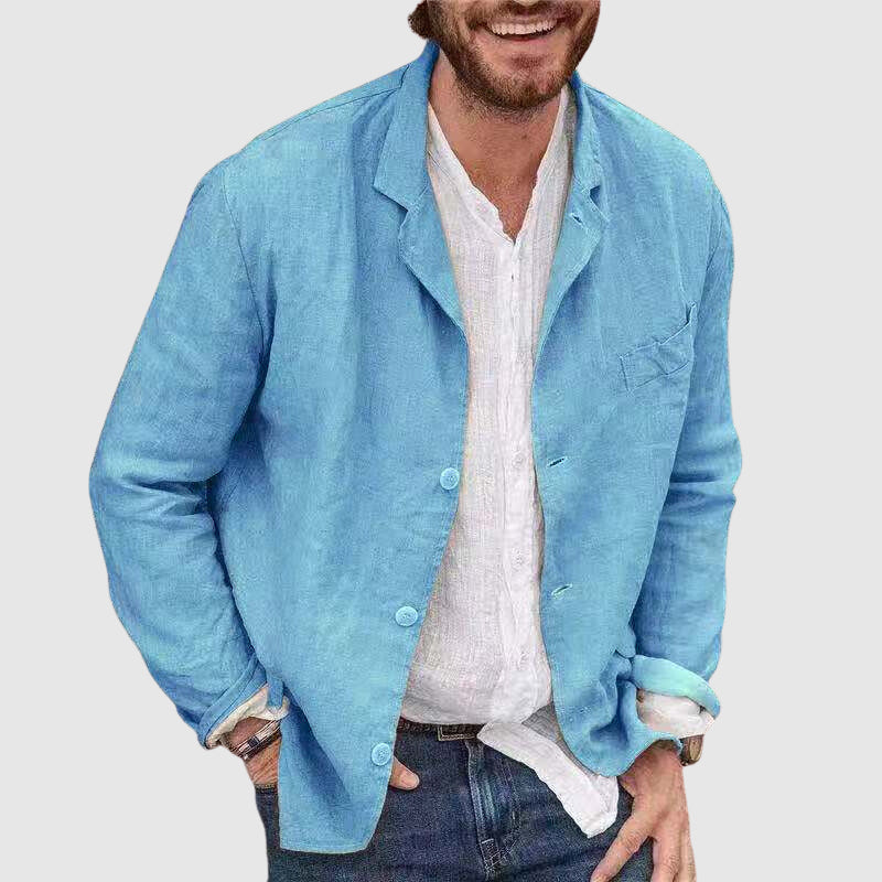 Roberto Russo Long Island men's cotton linen blazer garment-washed soft drape smart-casual fit