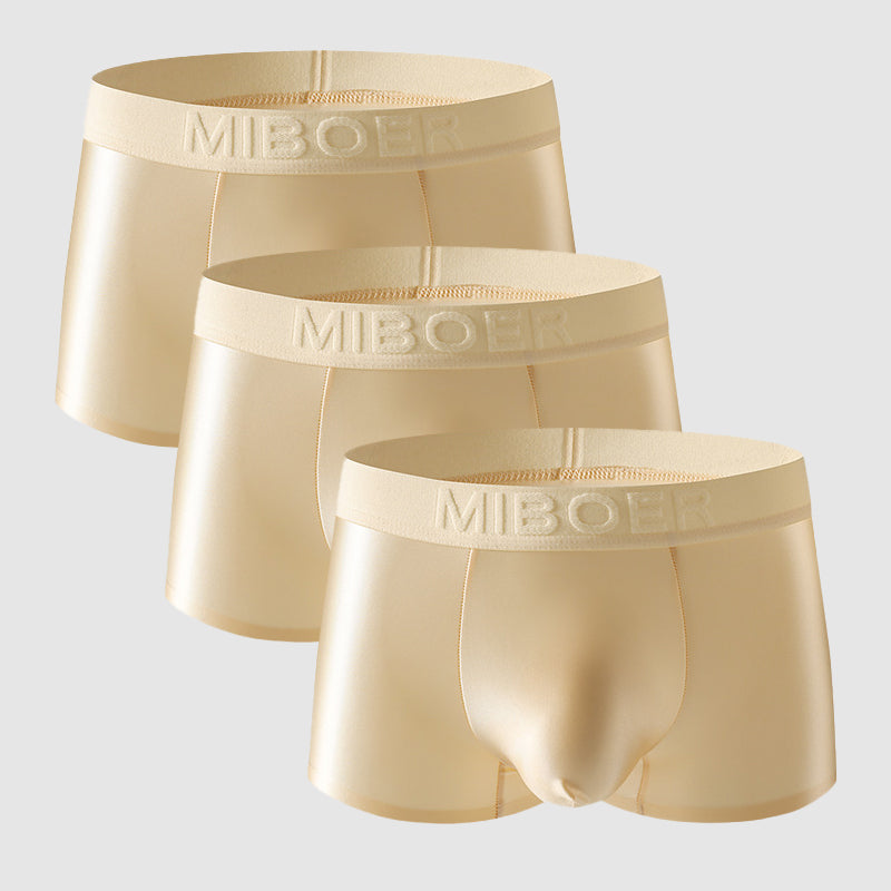 Men's satin boxer shorts silky nylon ultra-thin breathable stretch daily comfort underwear