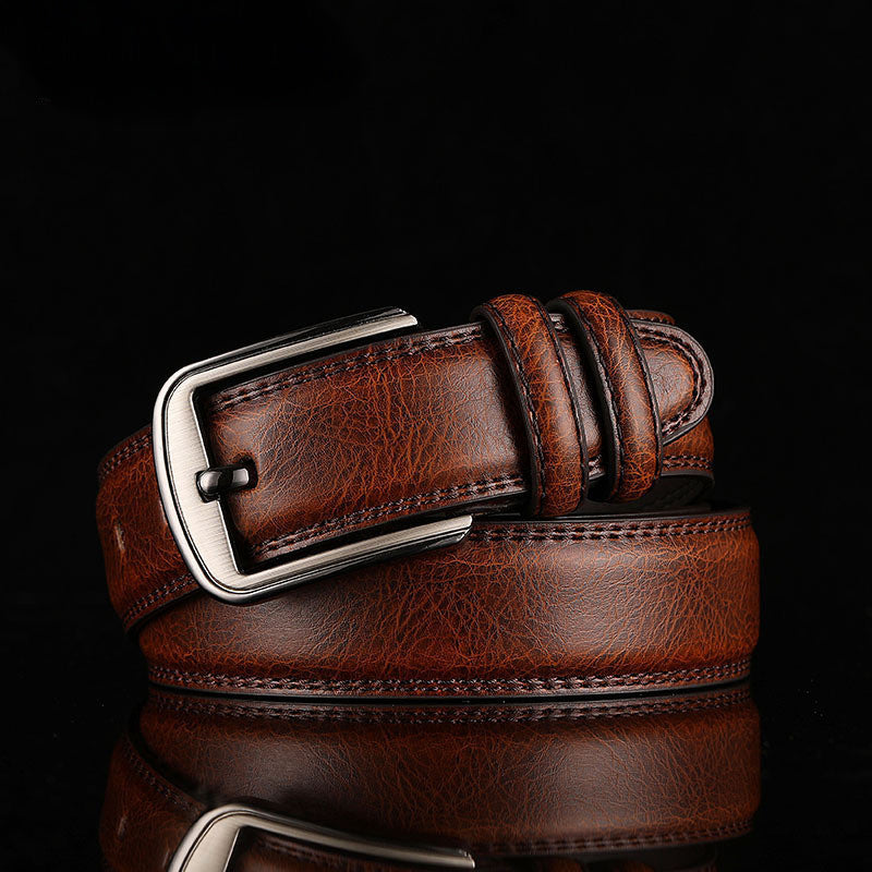 Roberto Russo Trevico men's full-grain leather belt natural finish brushed metal buckle minimalist style