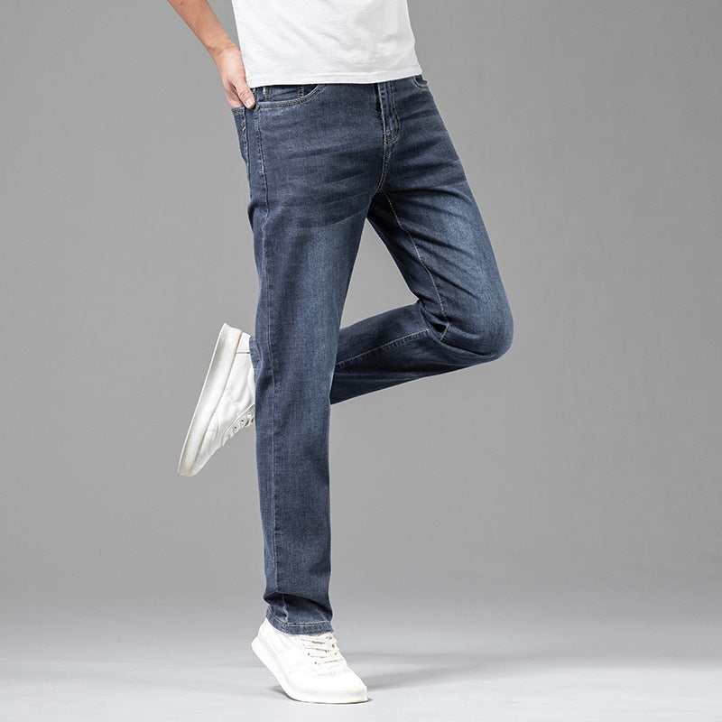 Roberto Russo blue high waist straight leg jeans soft-washed denim lightweight breathable urban fit