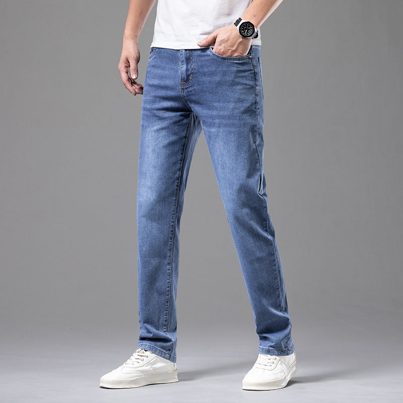 Roberto Russo light blue high-waist straight-leg jeans soft-washed breathable denim urban fit