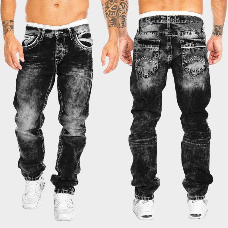 Roberto Russo men slim fit light wash denim jeans tailored silhouette urban style