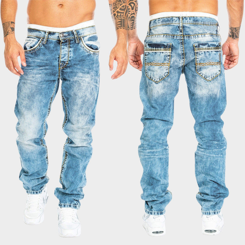 Roberto Russo slim fit light wash men's denim jeans tailored urban silhouette