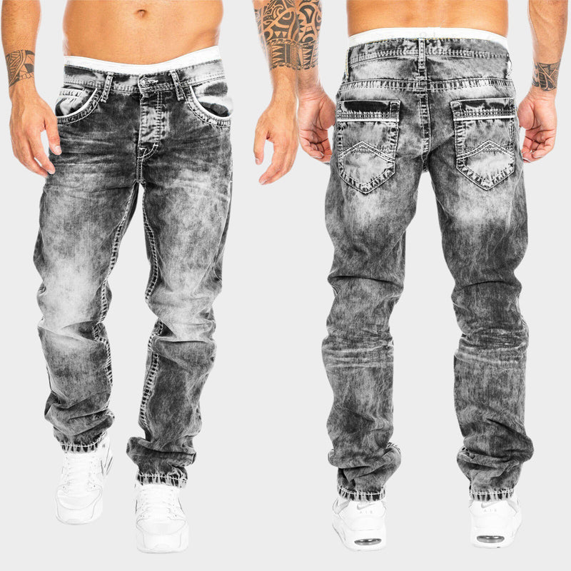Roberto Russo men slim fit light wash denim jeans tailored silhouette urban style