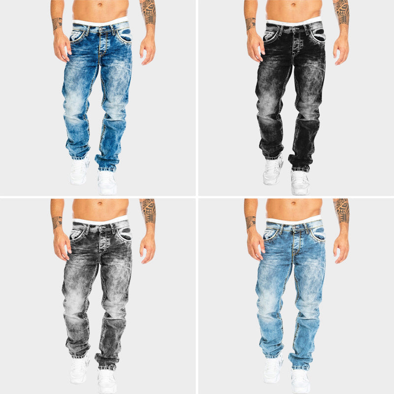 Roberto Russo men's slim fit light wash denim jeans tailored silhouette urban style