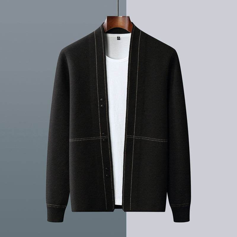 Roberto Russo premium wool plaid knit cardigan classic silhouette for autumn winter layering