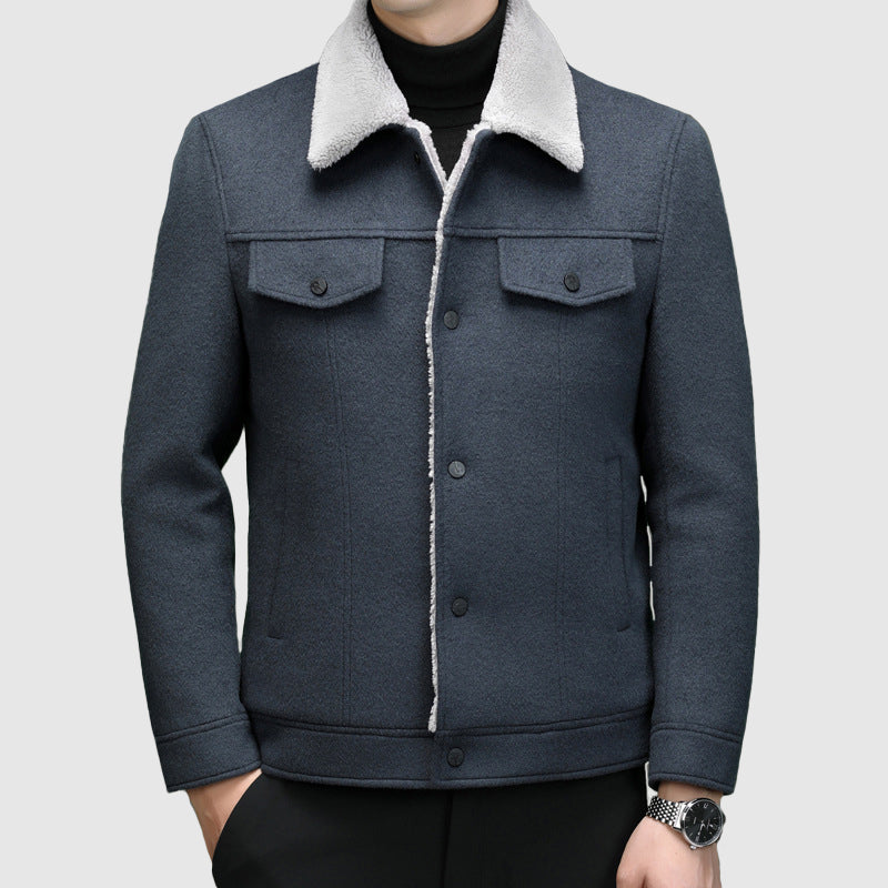 Roberto Russo men's warm jacket Lycra blend polo collar multi-pocket contemporary fit