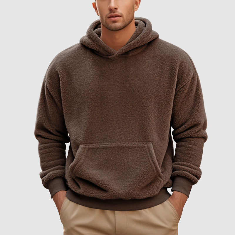 Men's relaxed fit fleece pullover hoodie with kangaroo pocket and ribbed trim, Urbann-Vibe style