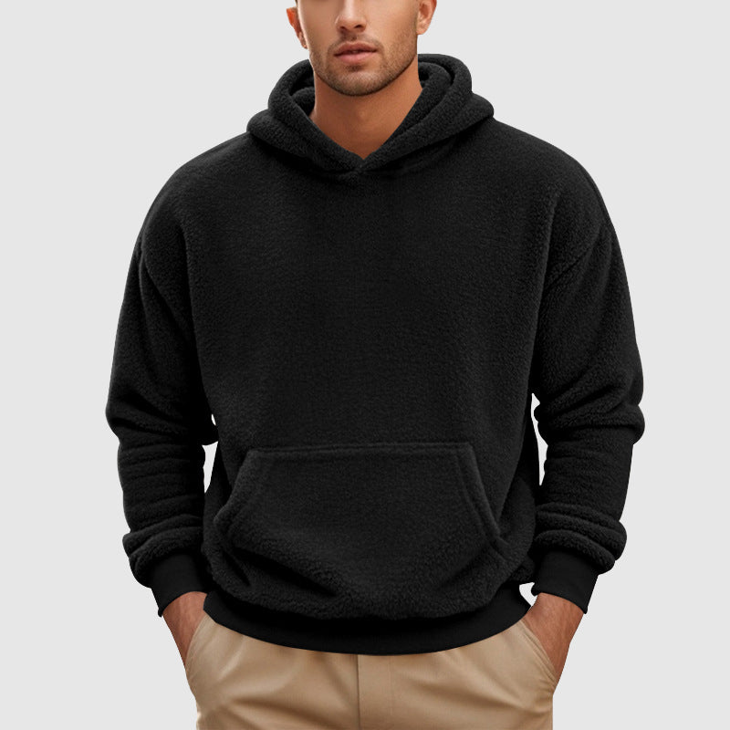 Men's relaxed fit fleece pullover hoodie with kangaroo pocket and ribbed trim, Urbann-Vibe style