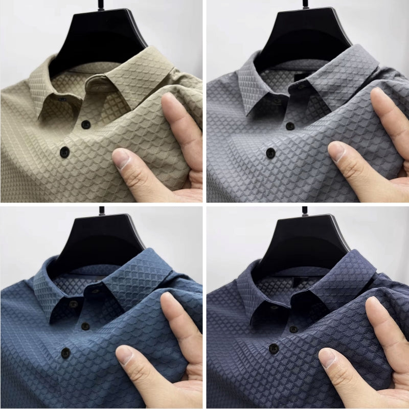 Roberto Russo Genoa men polo shirt cotton blend 3D textured pattern smart casual refined staple