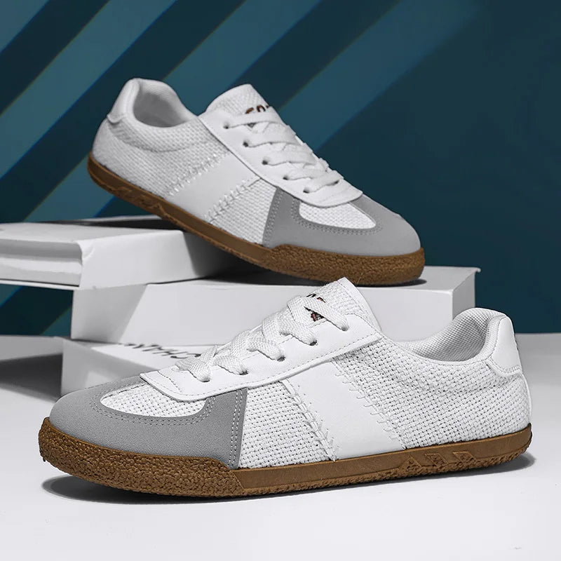 Roberto Russo Soriano casual sneakers cream woven canvas upper retro urban style bold color accents