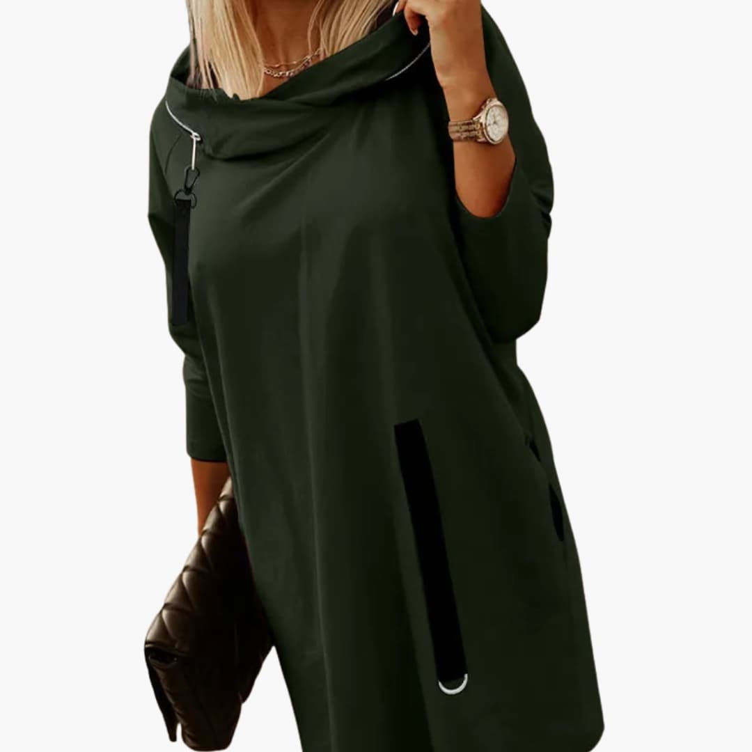 Women's relaxed fit sweatshirt dress long length round neckline thick fabric everyday comfort